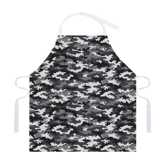 Black White And Grey Digital Camo Print Adjustable Apron