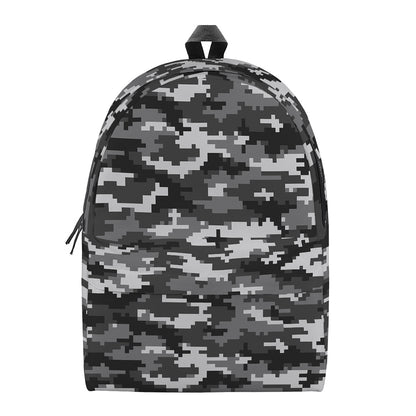 Black White And Grey Digital Camo Print Backpack