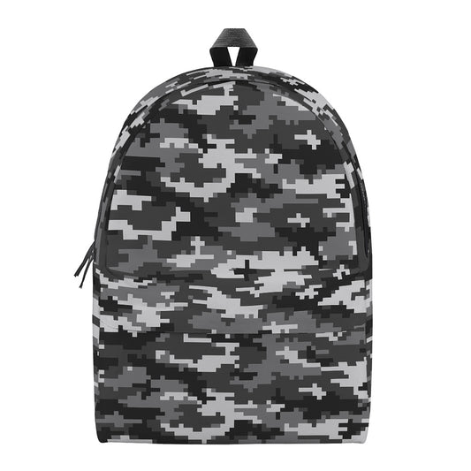 Black White And Grey Digital Camo Print Backpack