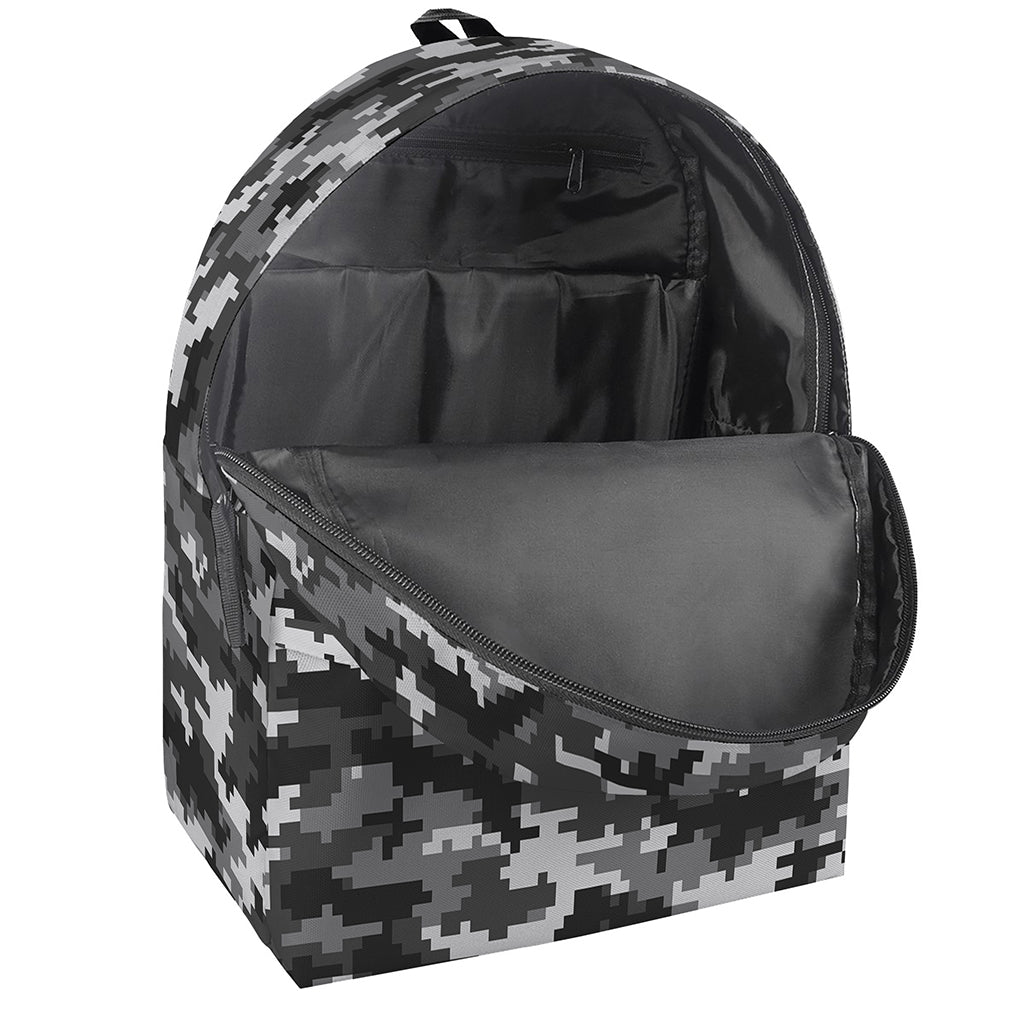 Black White And Grey Digital Camo Print Backpack