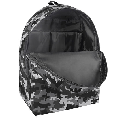 Black White And Grey Digital Camo Print Backpack