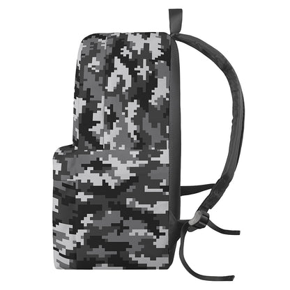 Black White And Grey Digital Camo Print Backpack