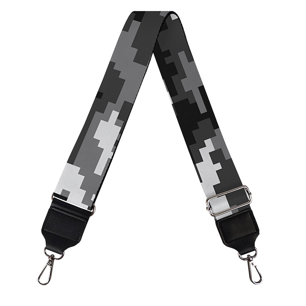 Black White And Grey Digital Camo Print Bag Strap