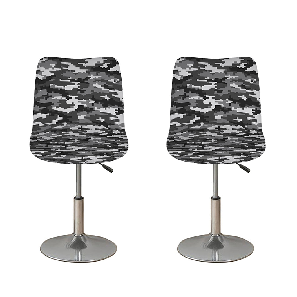 Black White And Grey Digital Camo Print Bar Stool Covers