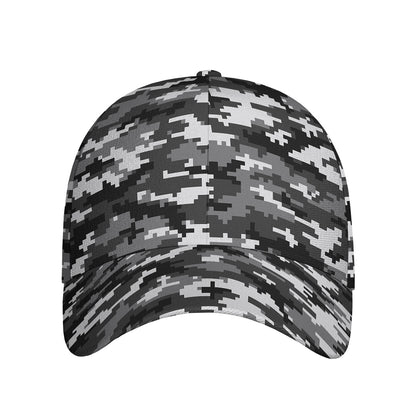 Black White And Grey Digital Camo Print Baseball Cap