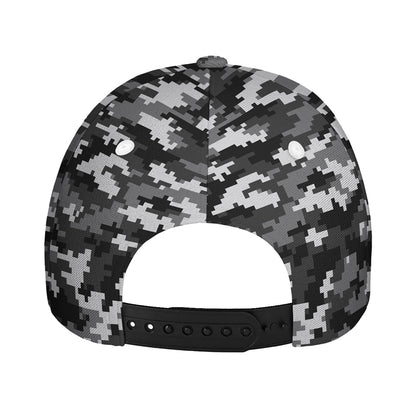 Black White And Grey Digital Camo Print Baseball Cap