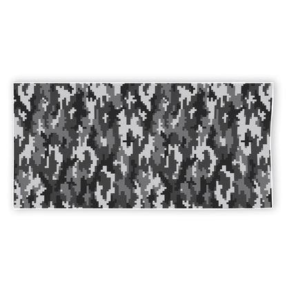 Black White And Grey Digital Camo Print Beach Towel