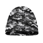 Black White And Grey Digital Camo Print Beanie