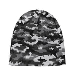 Black White And Grey Digital Camo Print Beanie