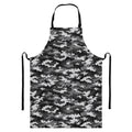 Black White And Grey Digital Camo Print Bib Apron With Pocket