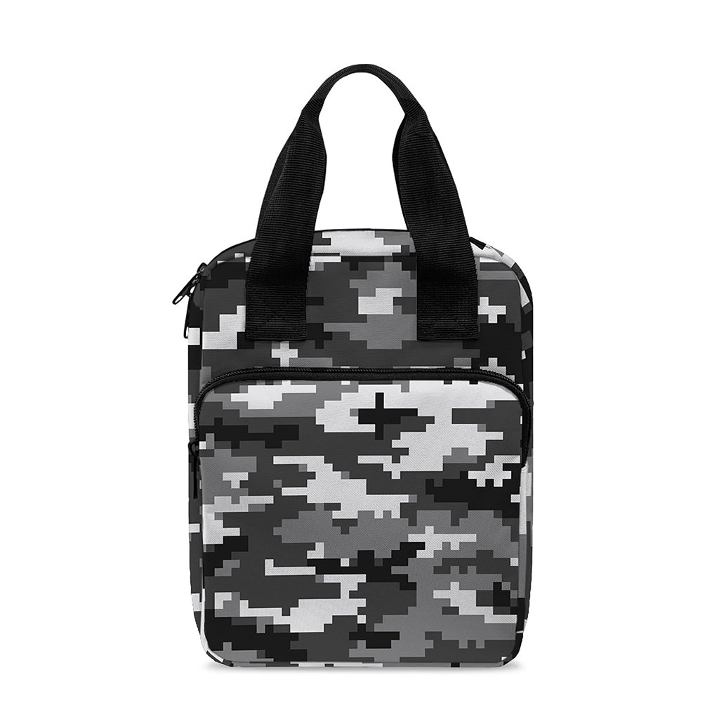 Black White And Grey Digital Camo Print Bible Tote Bag