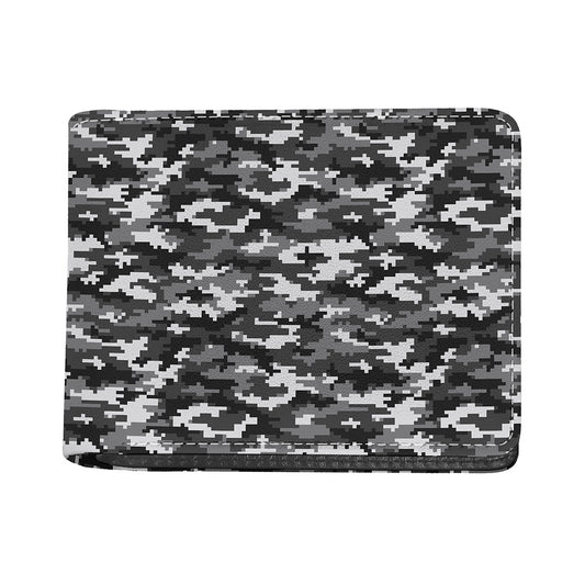 Black White And Grey Digital Camo Print Bifold Wallet