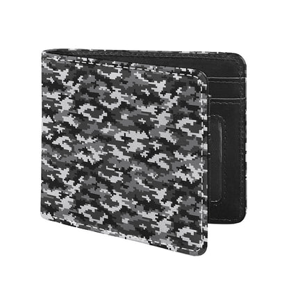 Black White And Grey Digital Camo Print Bifold Wallet