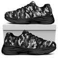 Black White And Grey Digital Camo Print Black Chunky Shoes