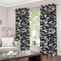 Black White And Grey Digital Camo Print Dimout Grommet Curtains