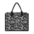 Black White And Grey Digital Camo Print Canvas Tote Bag
