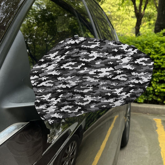 Black White And Grey Digital Camo Print Car Side Mirror Covers