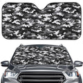 Black White And Grey Digital Camo Print Car Windshield Sun Shade
