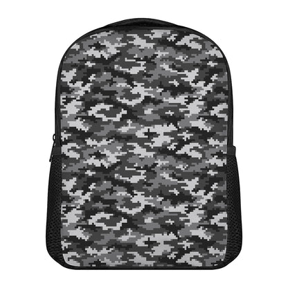 Black White And Grey Digital Camo Print Casual Backpack