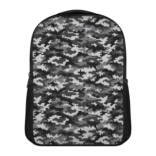 Black White And Grey Digital Camo Print Casual Backpack