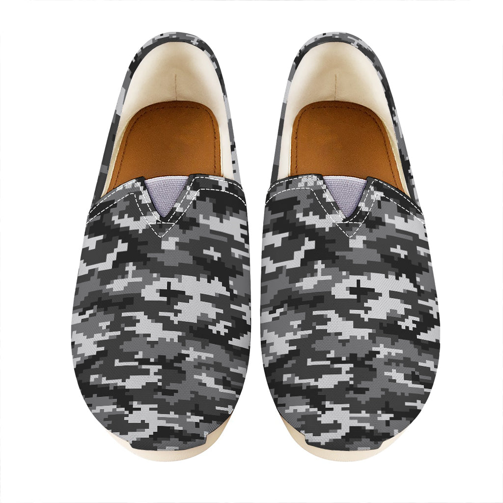 Black White And Grey Digital Camo Print Casual Shoes
