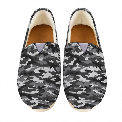 Black White And Grey Digital Camo Print Casual Shoes