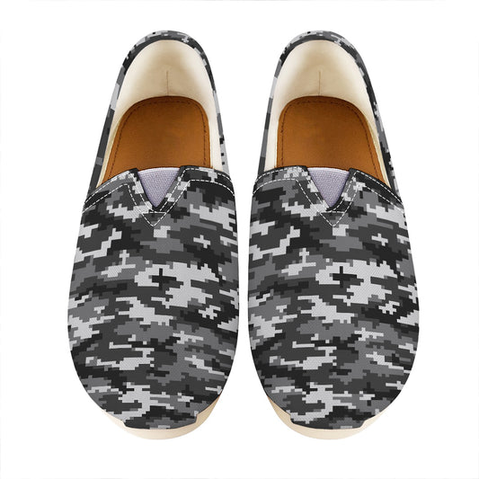 Black White And Grey Digital Camo Print Casual Shoes