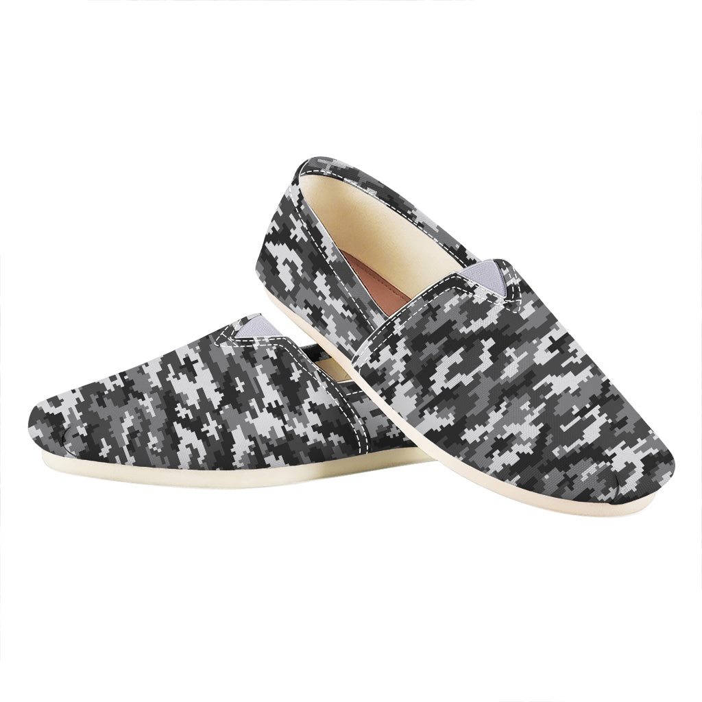 Black White And Grey Digital Camo Print Casual Shoes