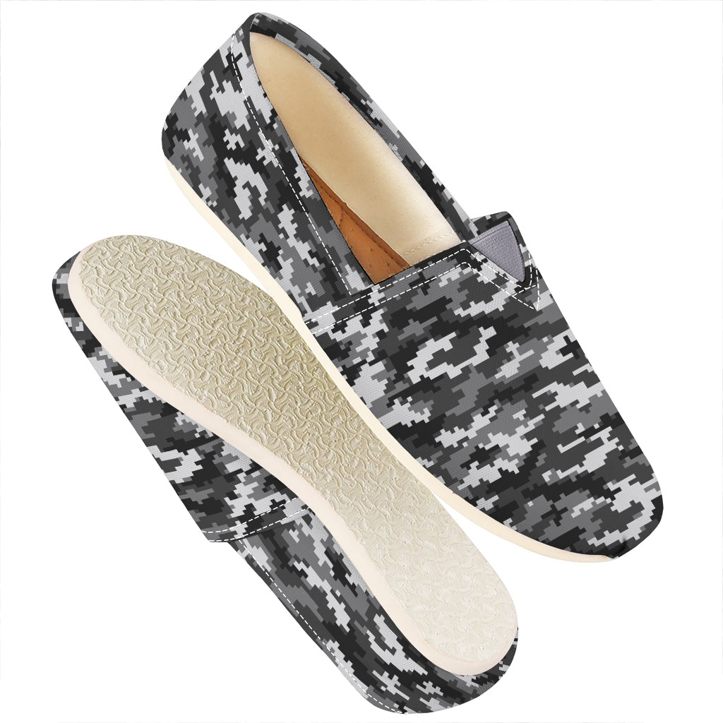 Black White And Grey Digital Camo Print Casual Shoes