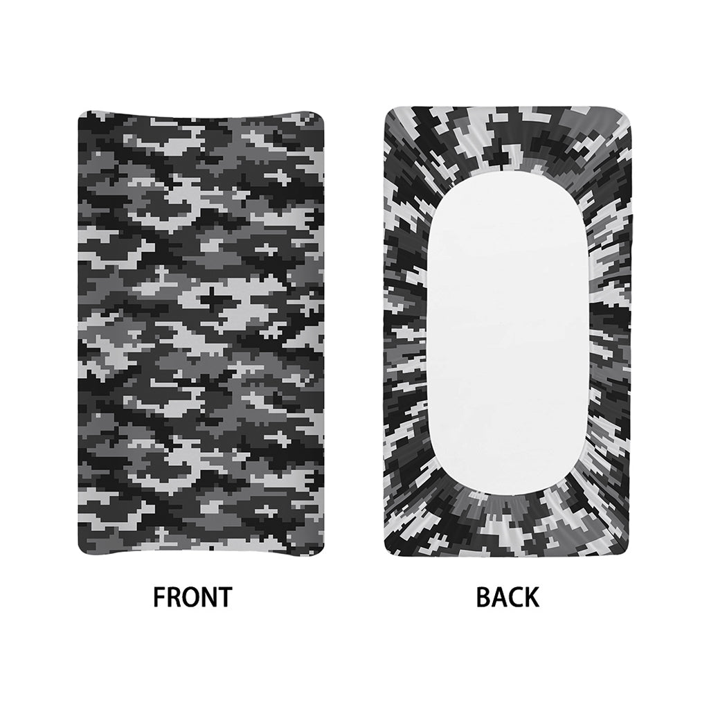 Black White And Grey Digital Camo Print Changing Pad Cover