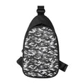 Black White And Grey Digital Camo Print Sling Bag