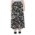 Black White And Grey Digital Camo Print Chiffon Maxi Skirt