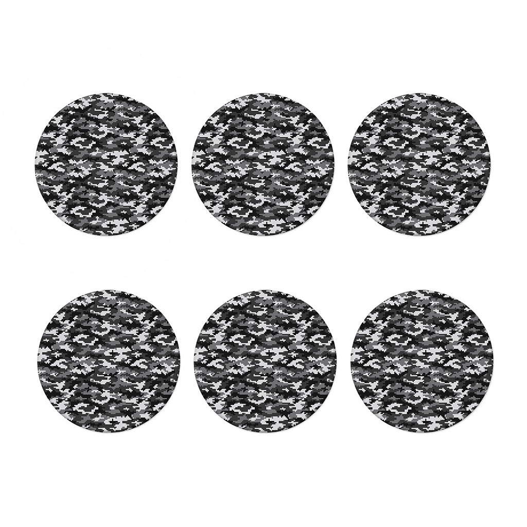 Black White And Grey Digital Camo Print Coaster Set