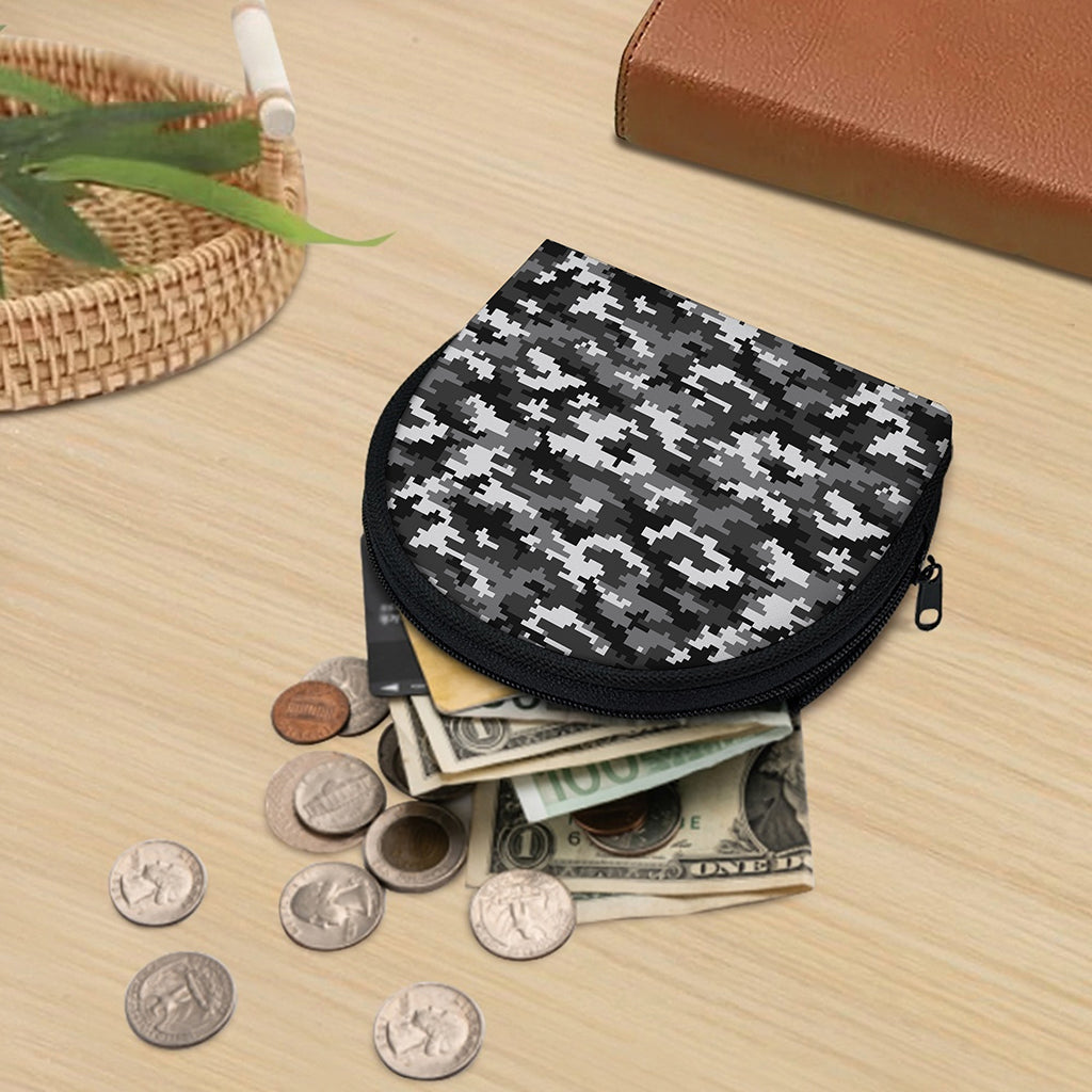 Black White And Grey Digital Camo Print Coin Purse
