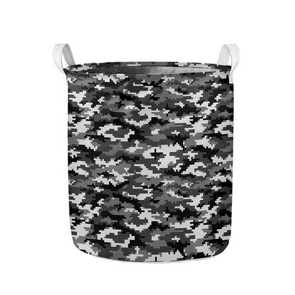 Black White And Grey Digital Camo Print Collapsible Laundry Basket