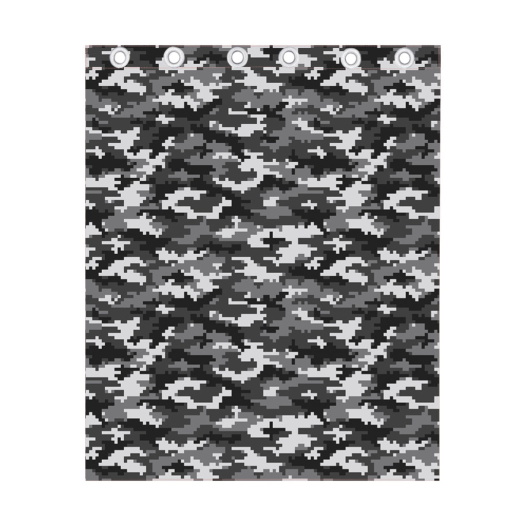 Black White And Grey Digital Camo Print Curtain
