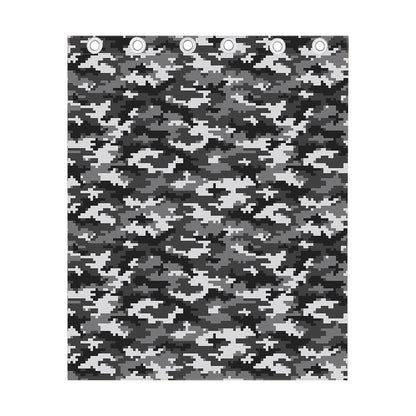 Black White And Grey Digital Camo Print Curtain