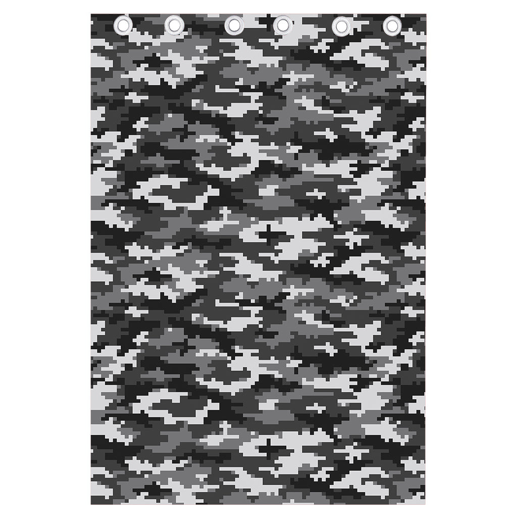 Black White And Grey Digital Camo Print Curtain