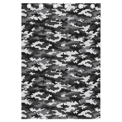 Black White And Grey Digital Camo Print Curtain