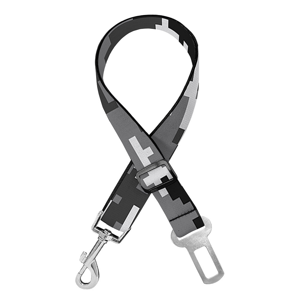 Black White And Grey Digital Camo Print Dog Seat Belt