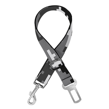 Black White And Grey Digital Camo Print Dog Seat Belt