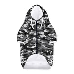 Black White And Grey Digital Camo Print Dog Zip Up Hoodie