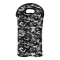 Black White And Grey Digital Camo Print Double Neoprene Wine Tote