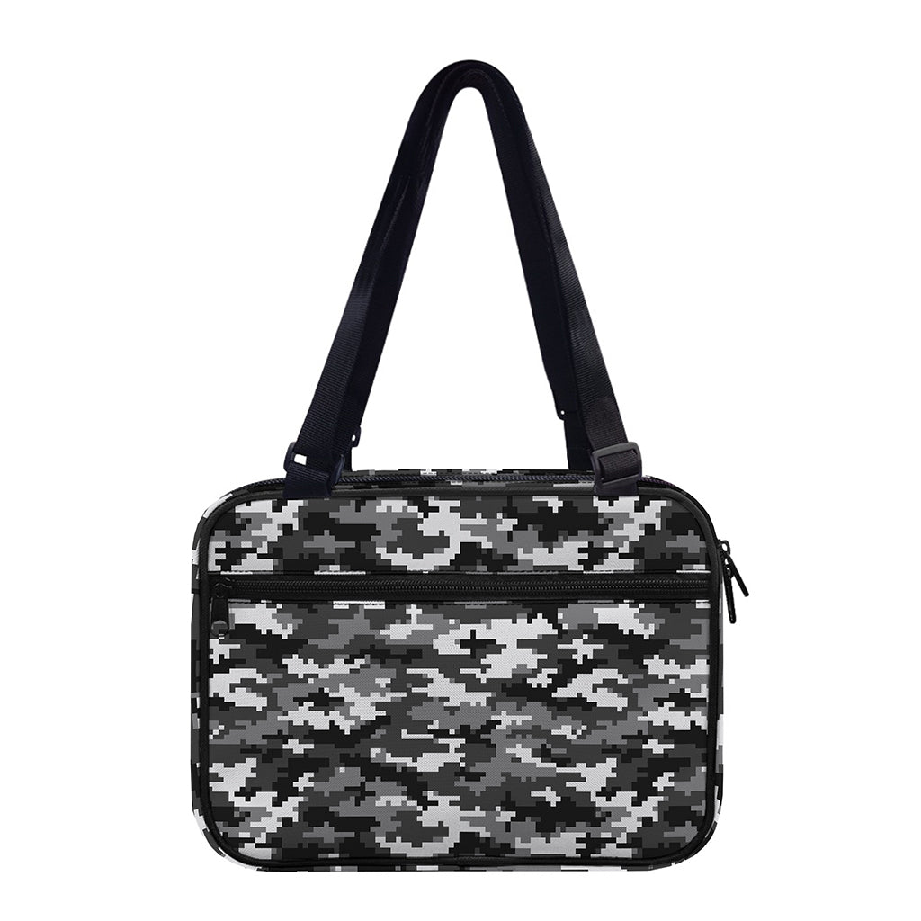 Black White And Grey Digital Camo Print Double Strap Bible Bag