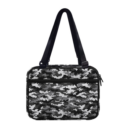 Black White And Grey Digital Camo Print Double Strap Bible Bag