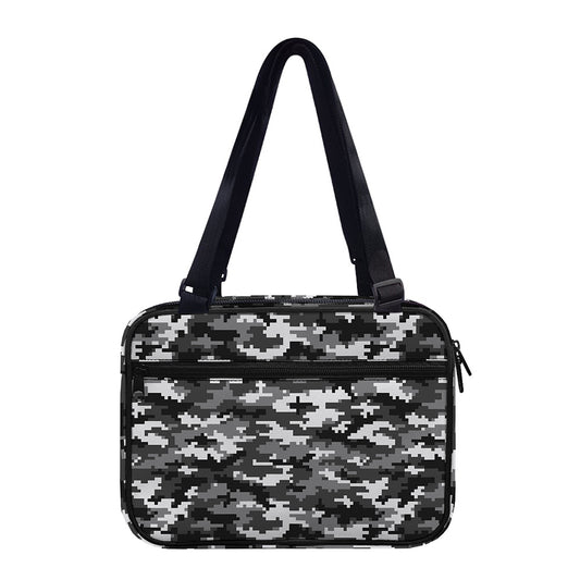 Black White And Grey Digital Camo Print Double Strap Bible Bag