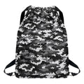 Black White And Grey Digital Camo Print Drawstring Backpack
