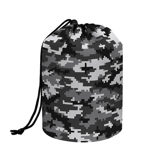 Black White And Grey Digital Camo Print Drawstring Makeup Bag