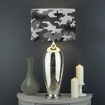 Black White And Grey Digital Camo Print Drum Lamp Shade