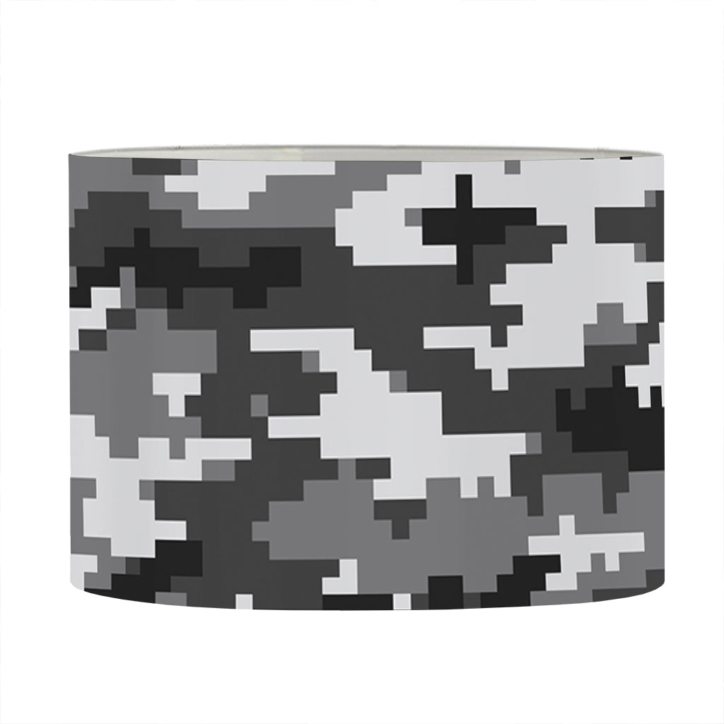 Black White And Grey Digital Camo Print Drum Lamp Shade